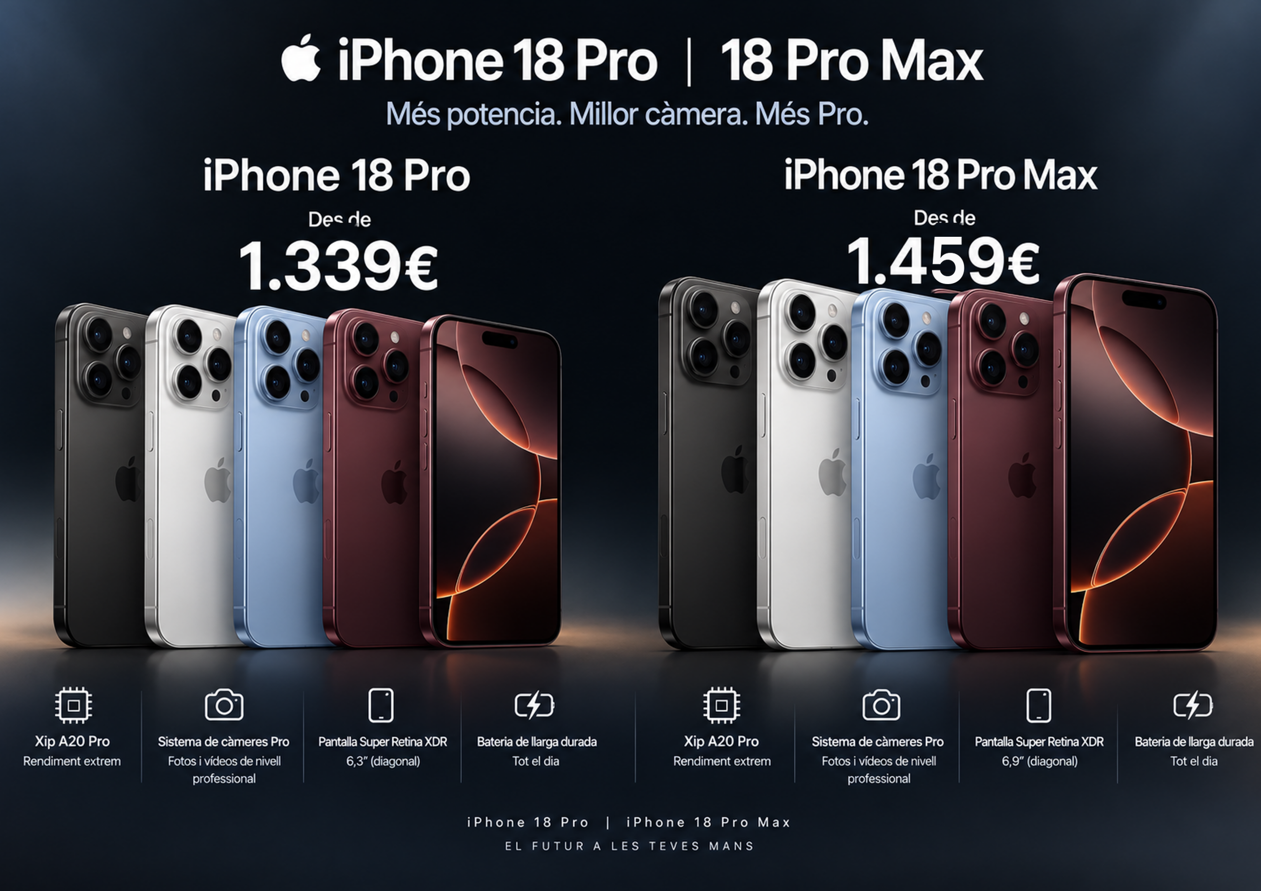 iPhone 18 Pro des de 1.339 € i iPhone 18 Pro Max des de 1.459 € a Totmobile Andorra